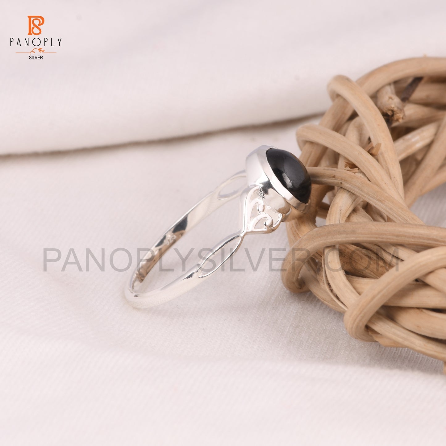 Black Spinal 925 Silver Round Filigree Rings