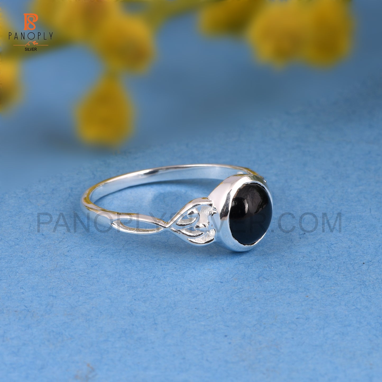 Black Spinal 925 Silver Round Filigree Rings
