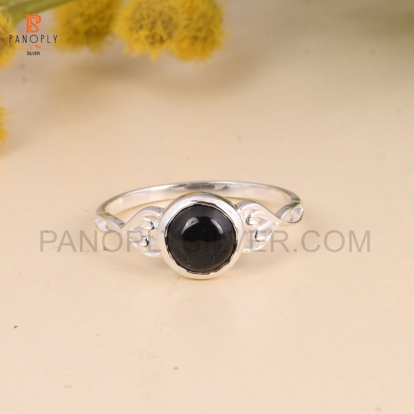 Black Spinal 925 Silver Round Filigree Rings