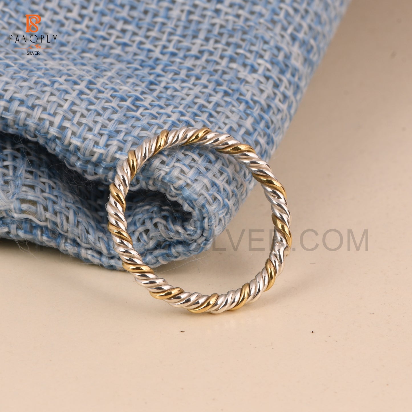 925 Silver Two Tone Rope Band Rings