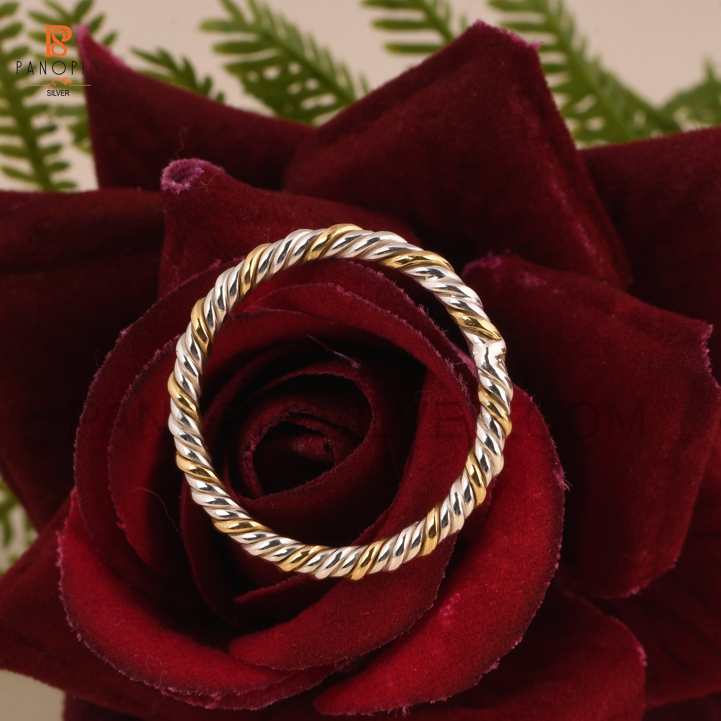 925 Silver Two Tone Rope Band Rings