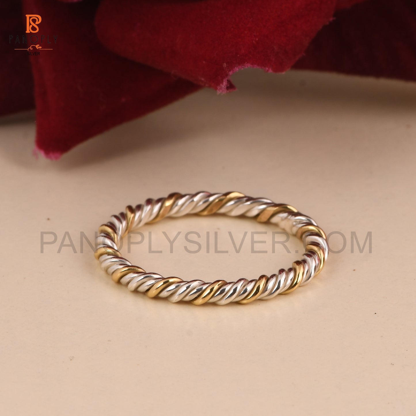 925 Silver Two Tone Rope Band Rings