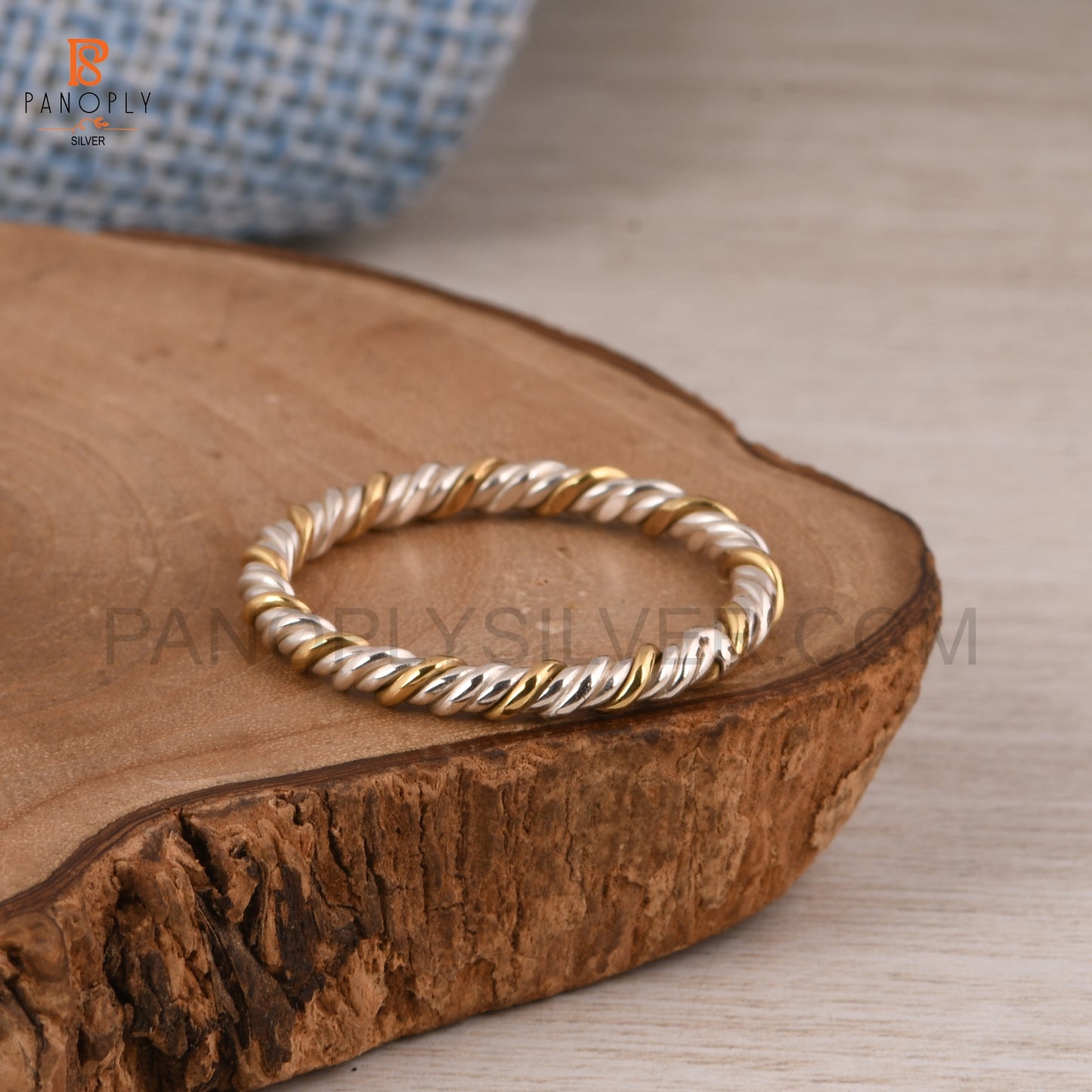 925 Silver Two Tone Rope Band Rings