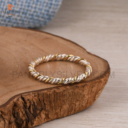 925 Silver Two Tone Rope Band Rings