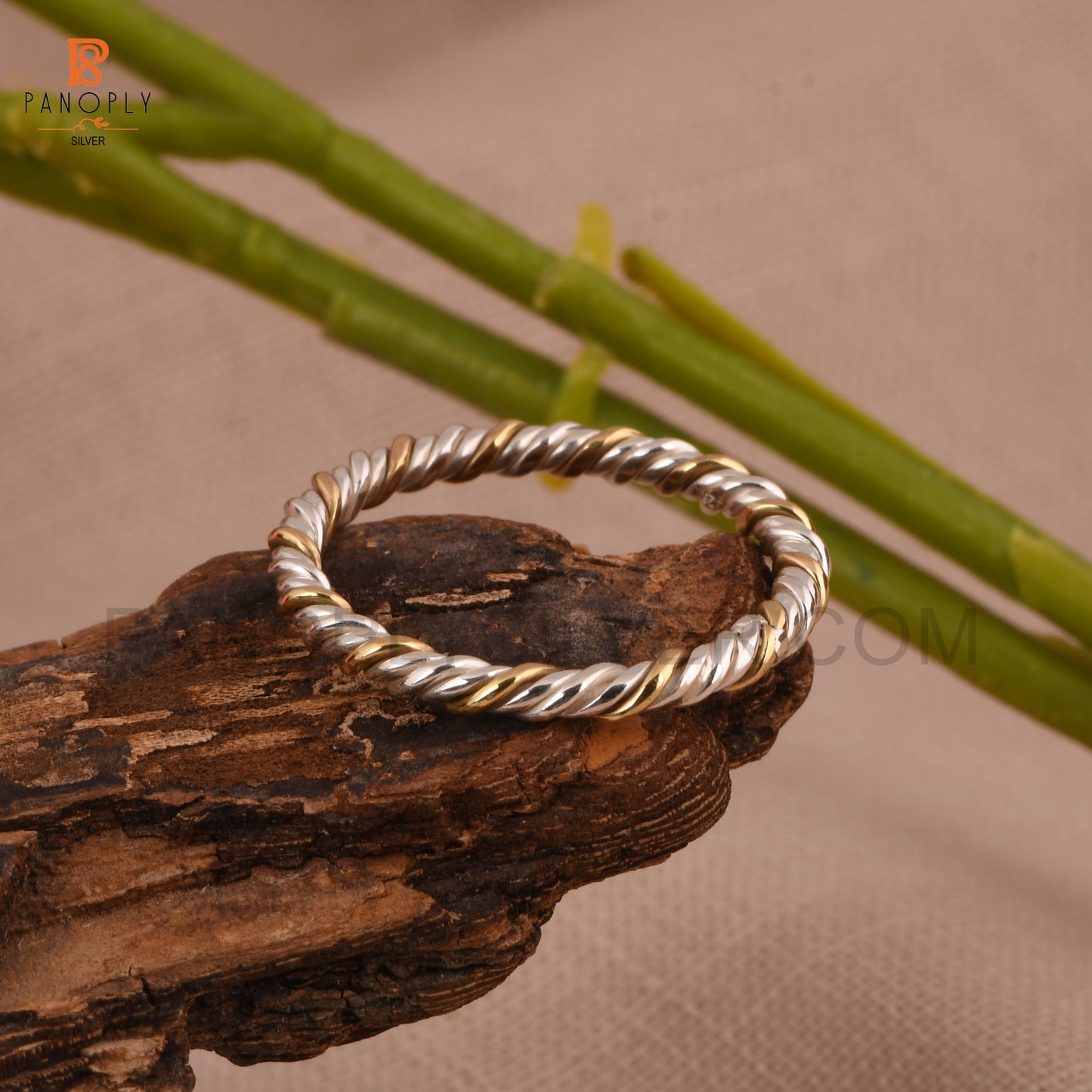 925 Silver Two Tone Rope Band Rings