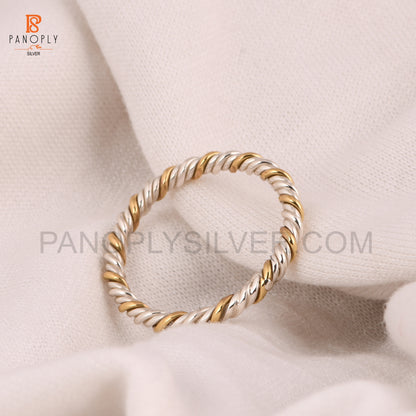 925 Silver Two Tone Rope Band Rings