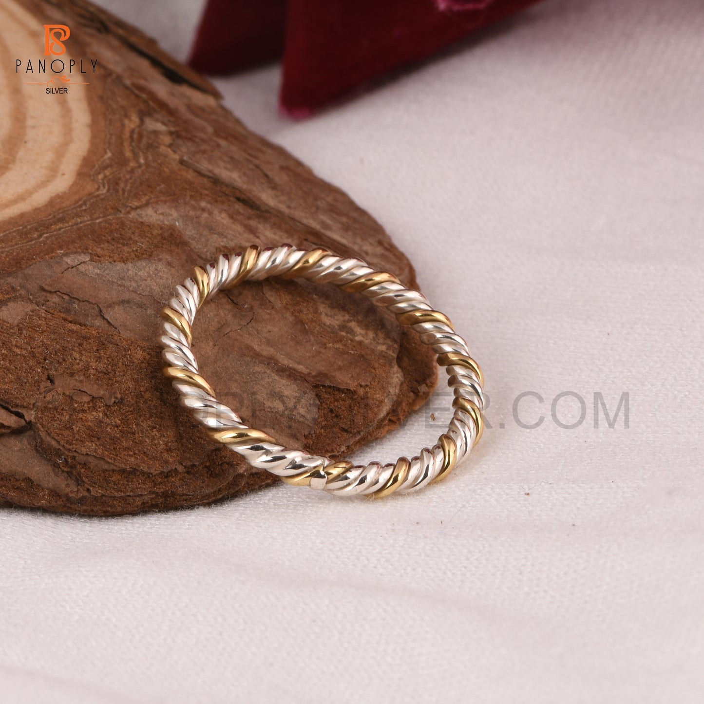 925 Silver Two Tone Rope Band Rings