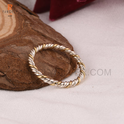 925 Silver Two Tone Rope Band Rings