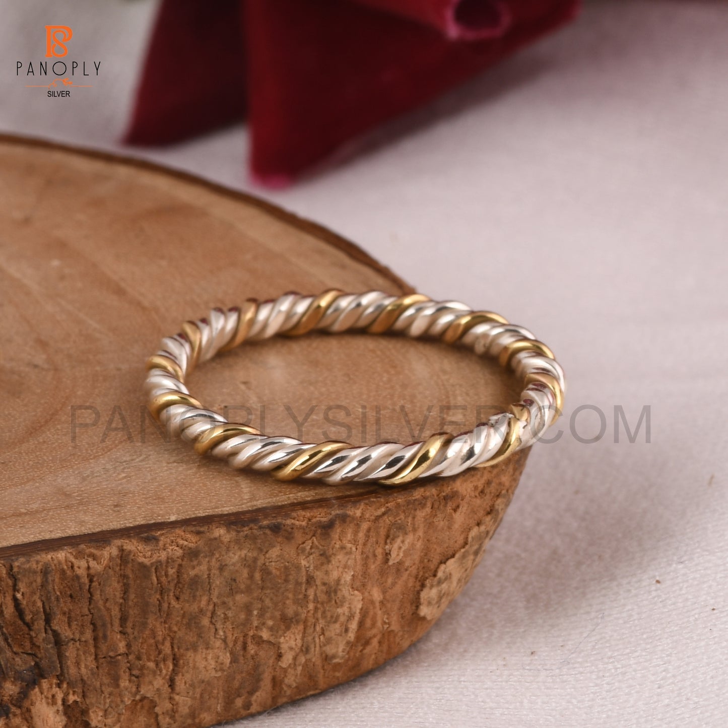 925 Silver Two Tone Rope Band Rings