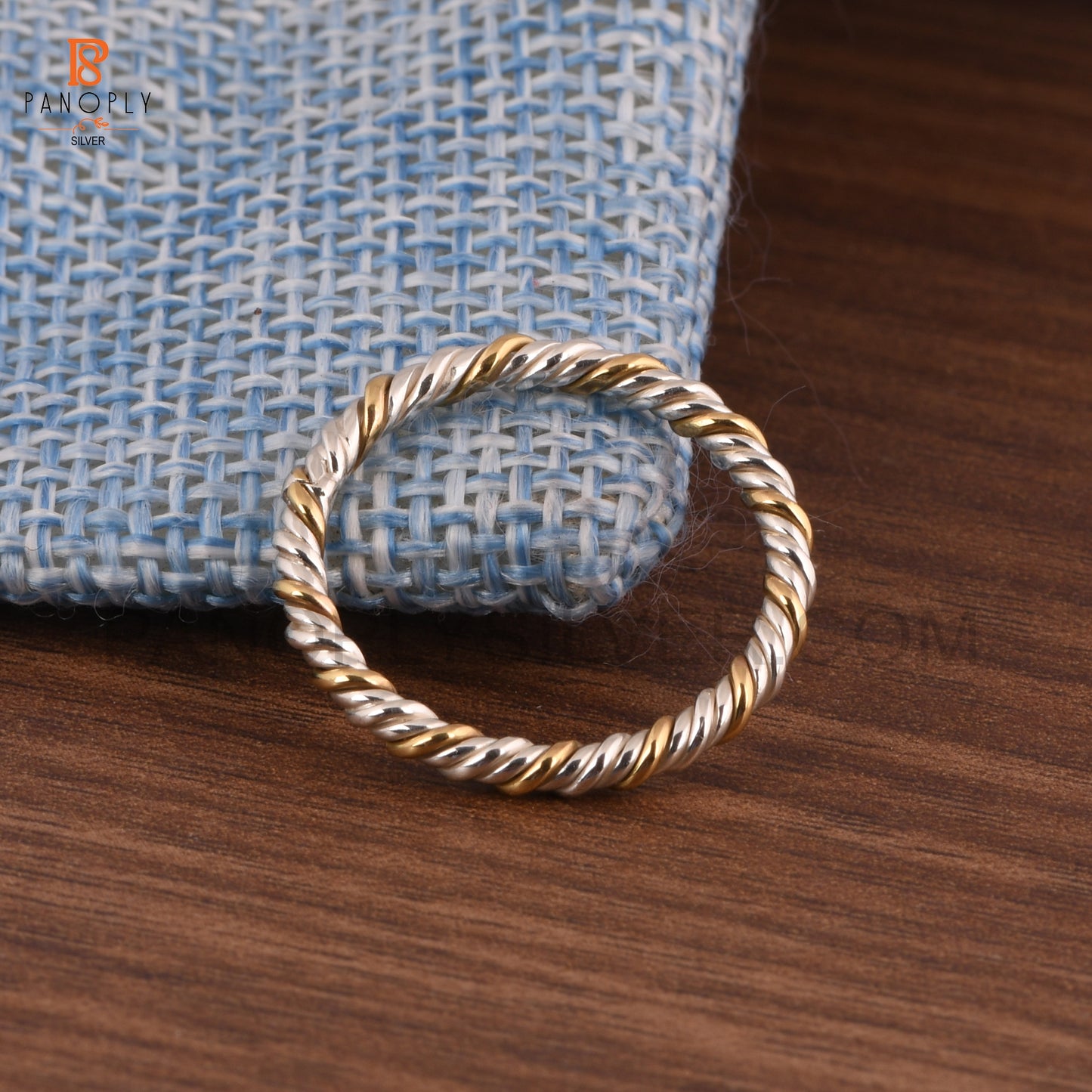 925 Silver Two Tone Rope Band Rings