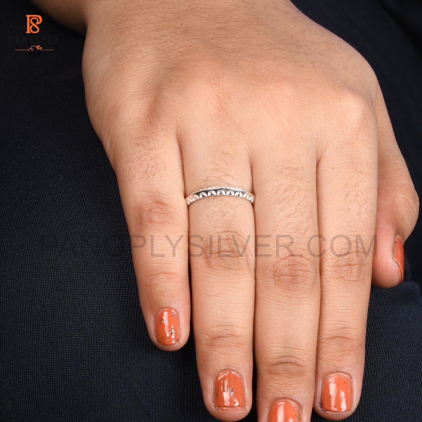 Eternity Leaf Band 925 Silver Ring For Women