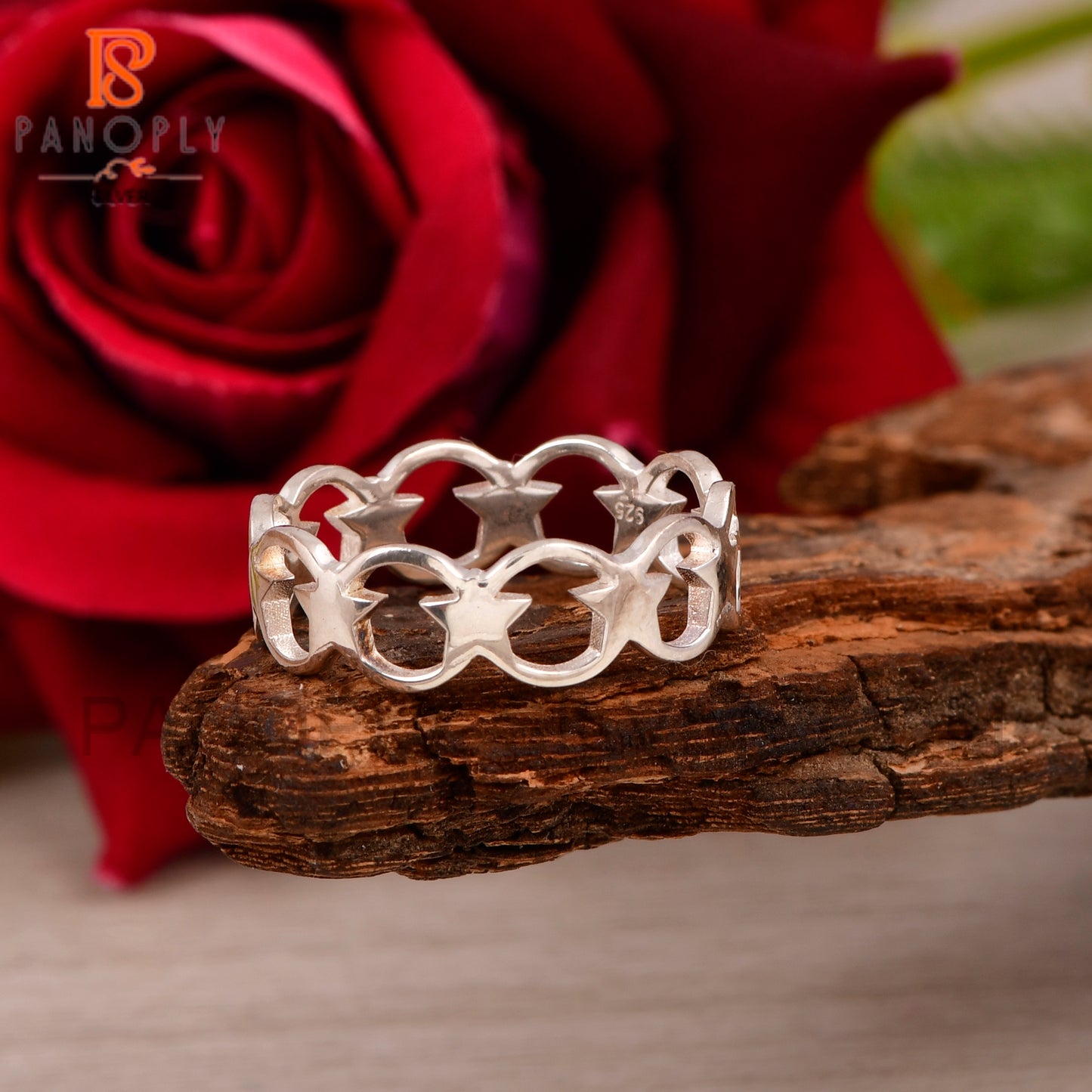 925 Sterling Silver Tiny Eternity Star Rings