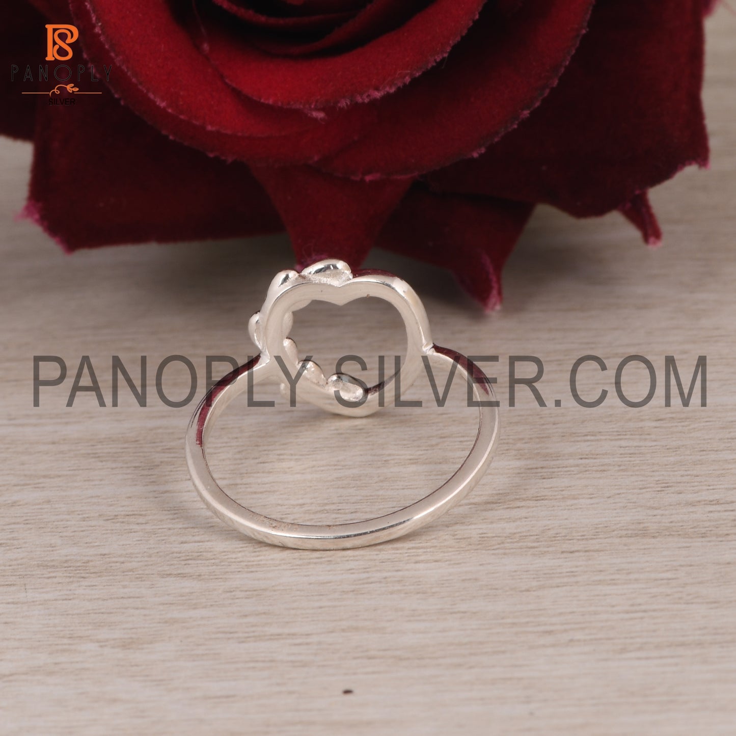 Half Eternity Heart 925 Sterling Silver Rings
