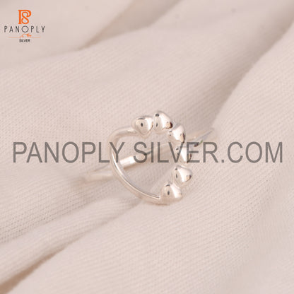 Half Eternity Heart 925 Sterling Silver Rings