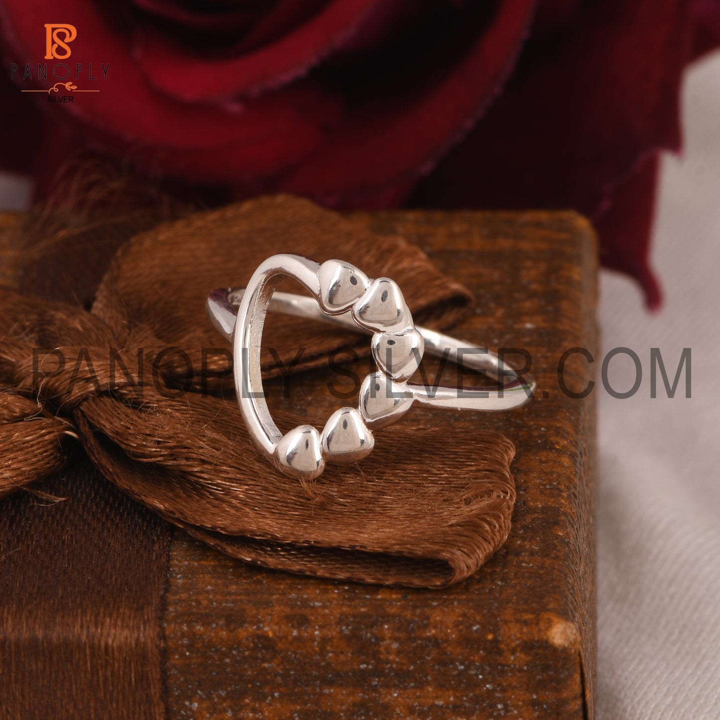 Half Eternity Heart 925 Sterling Silver Rings