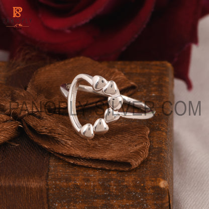 Half Eternity Heart 925 Sterling Silver Rings