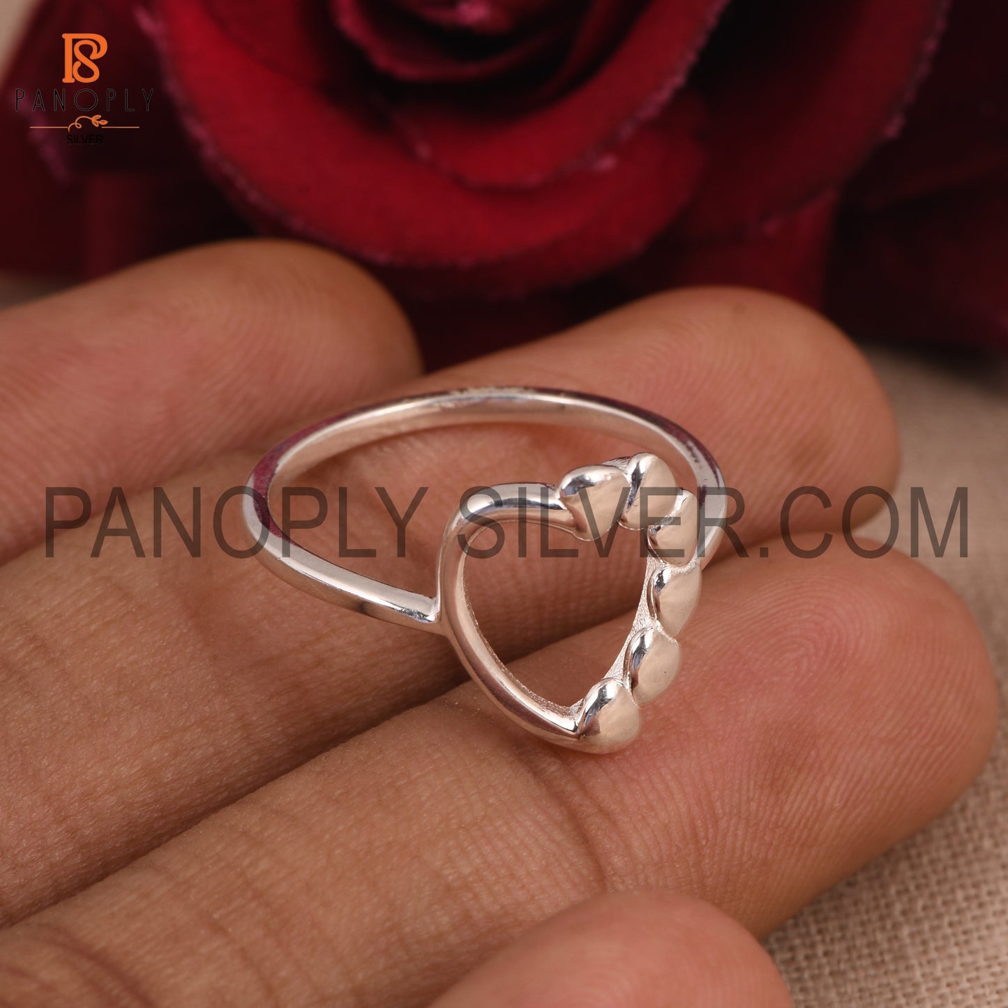 Half Eternity Heart 925 Sterling Silver Rings