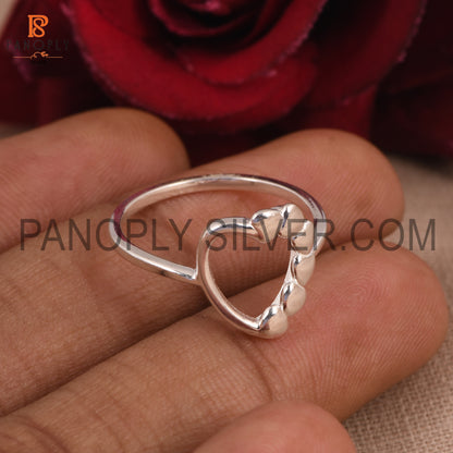 Half Eternity Heart 925 Sterling Silver Rings