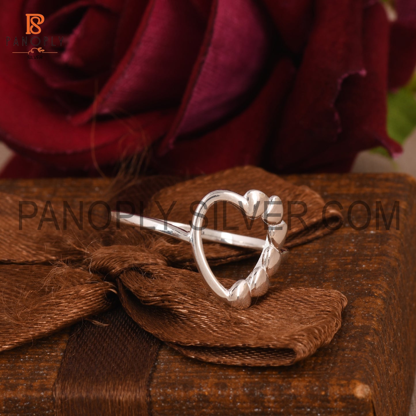 Half Eternity Heart 925 Sterling Silver Rings