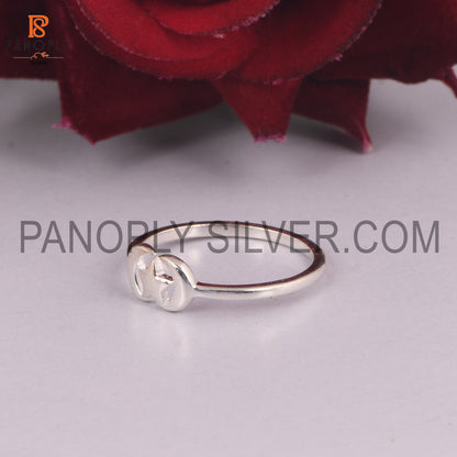 Moon And Star Simple Silver Ring For Wife