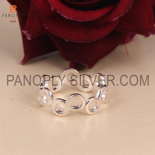 Geometric 925 Sterling Silver Eternity Round Ring