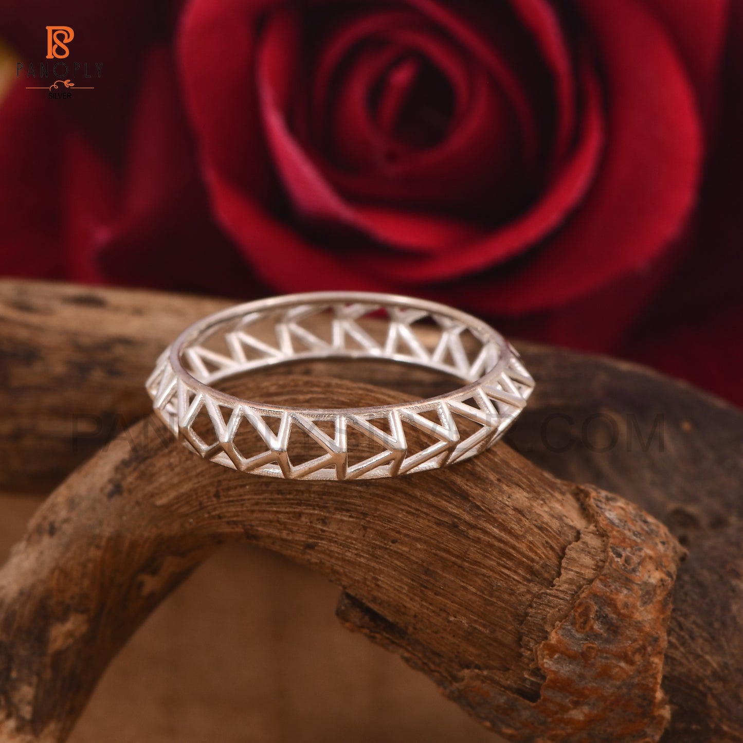 Geometric Triangle Sterling Silver Rings