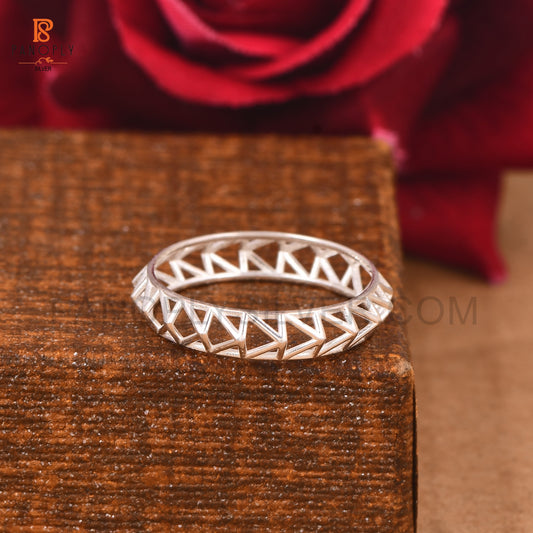 Geometric Triangle Sterling Silver Rings