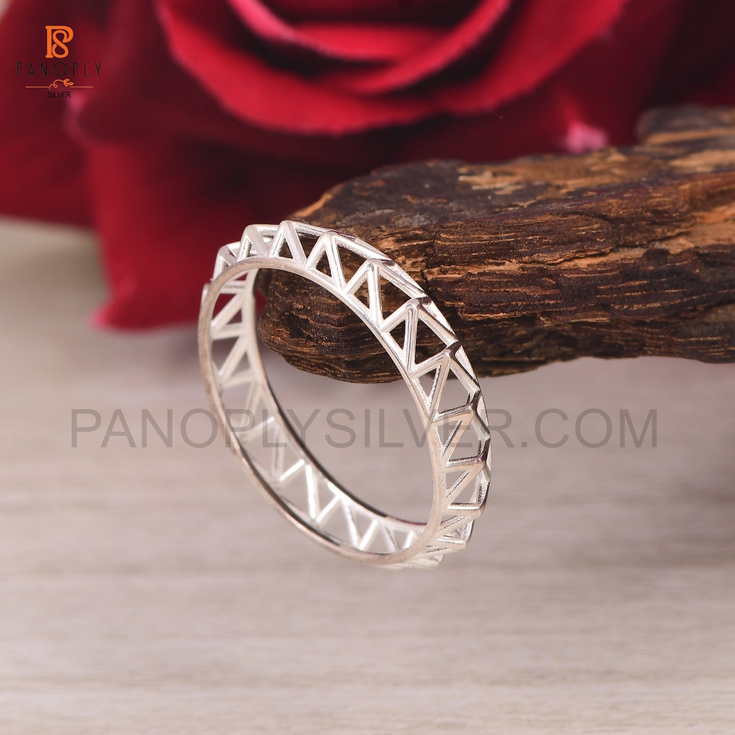 Geometric Triangle Sterling Silver Rings