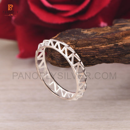 Geometric Triangle Sterling Silver Rings