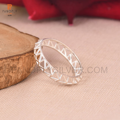 Geometric Triangle Sterling Silver Rings
