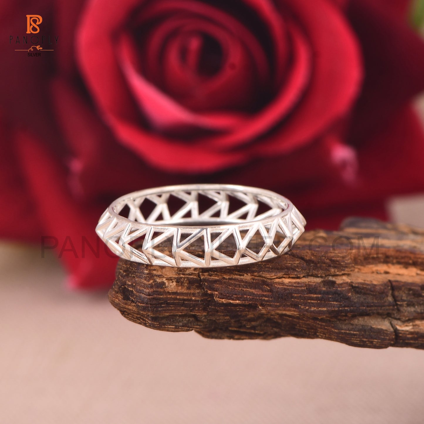 Geometric Triangle Sterling Silver Rings