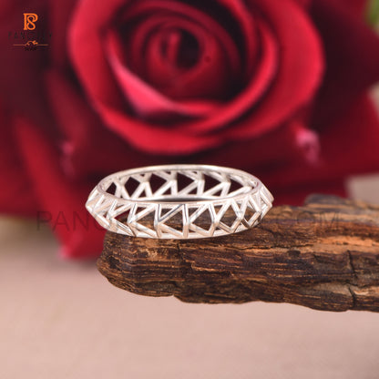 Geometric Triangle Sterling Silver Rings