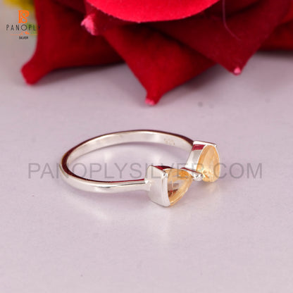 925 Sterling silver Citrine bow ring for women