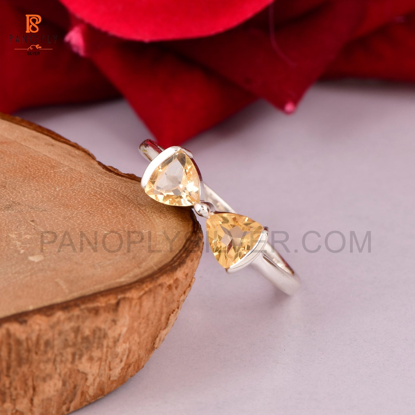 925 Sterling silver Citrine bow ring for women