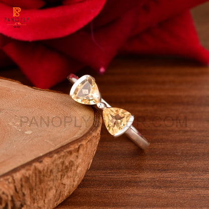 925 Sterling silver Citrine bow ring for women