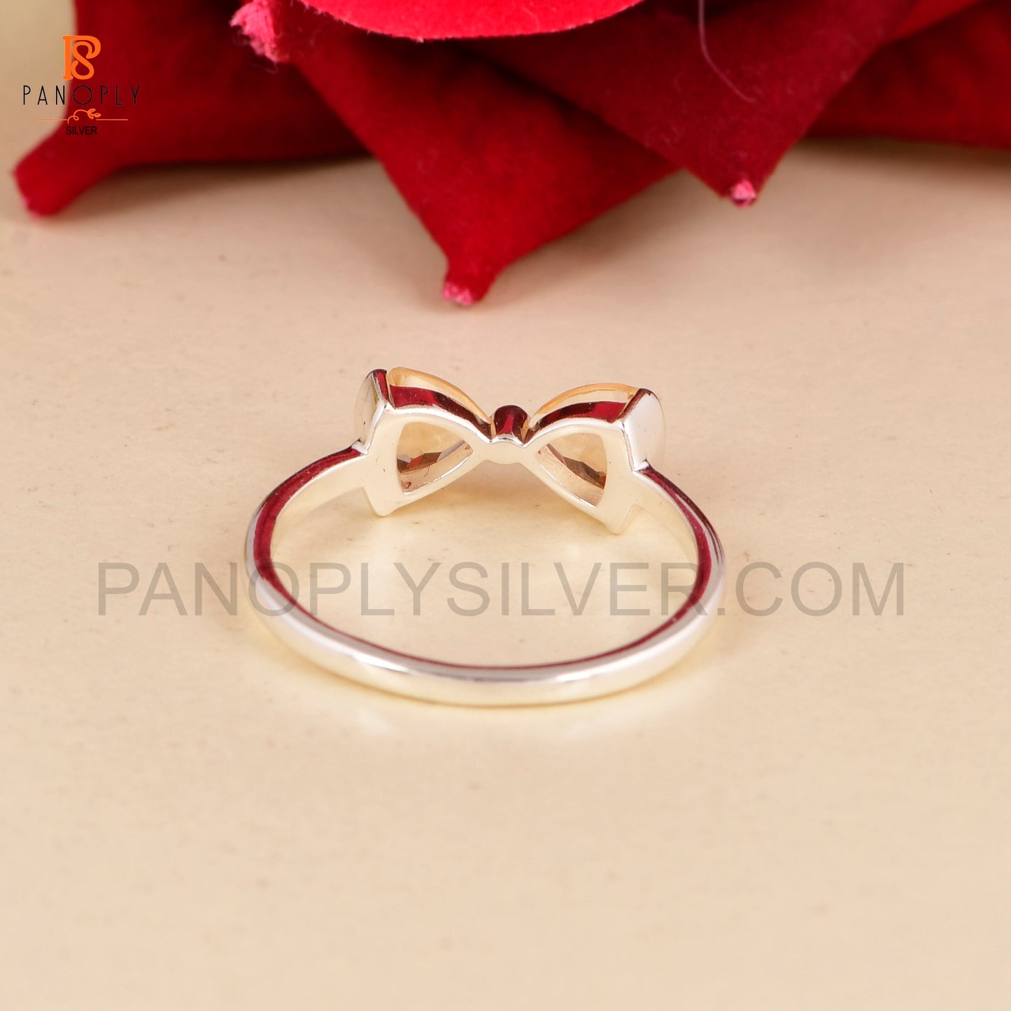 925 Sterling silver Citrine bow ring for women