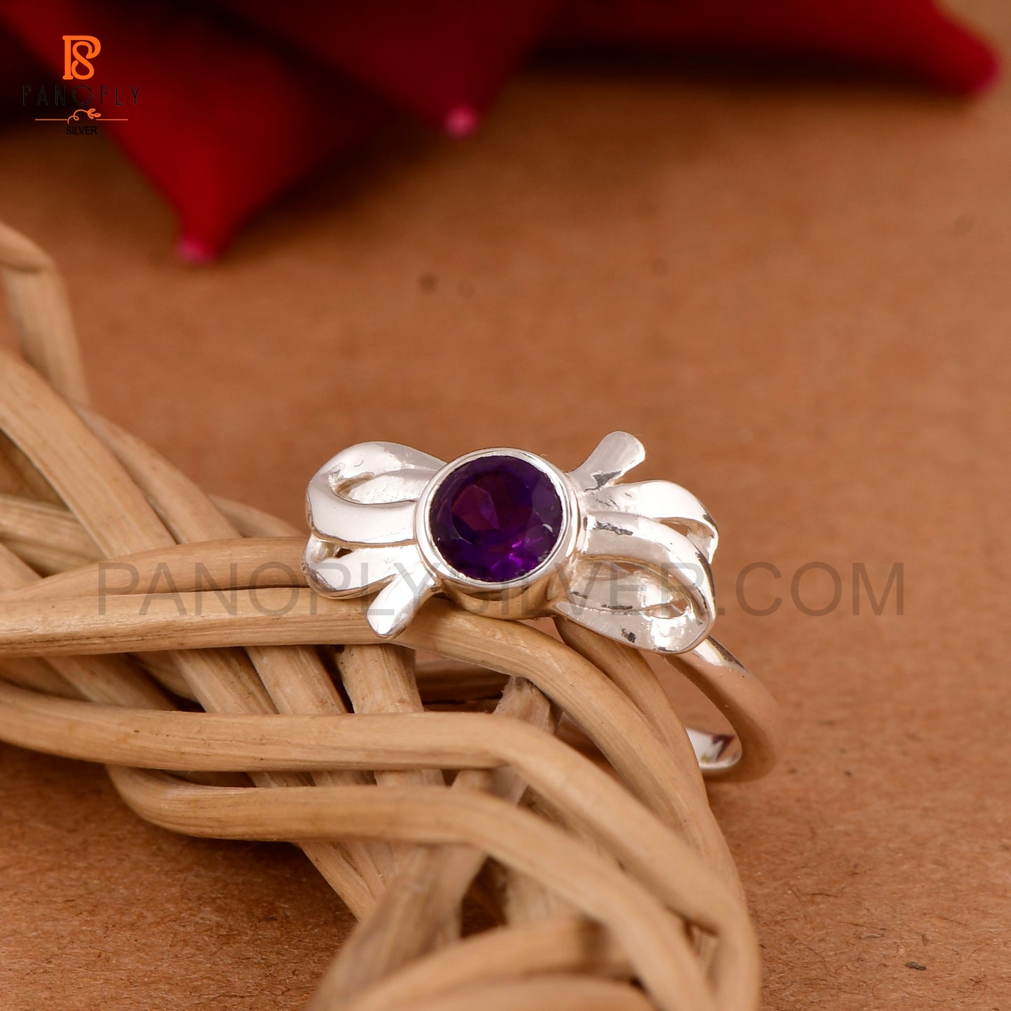Amethyst Bow Silver Jewelry For Women