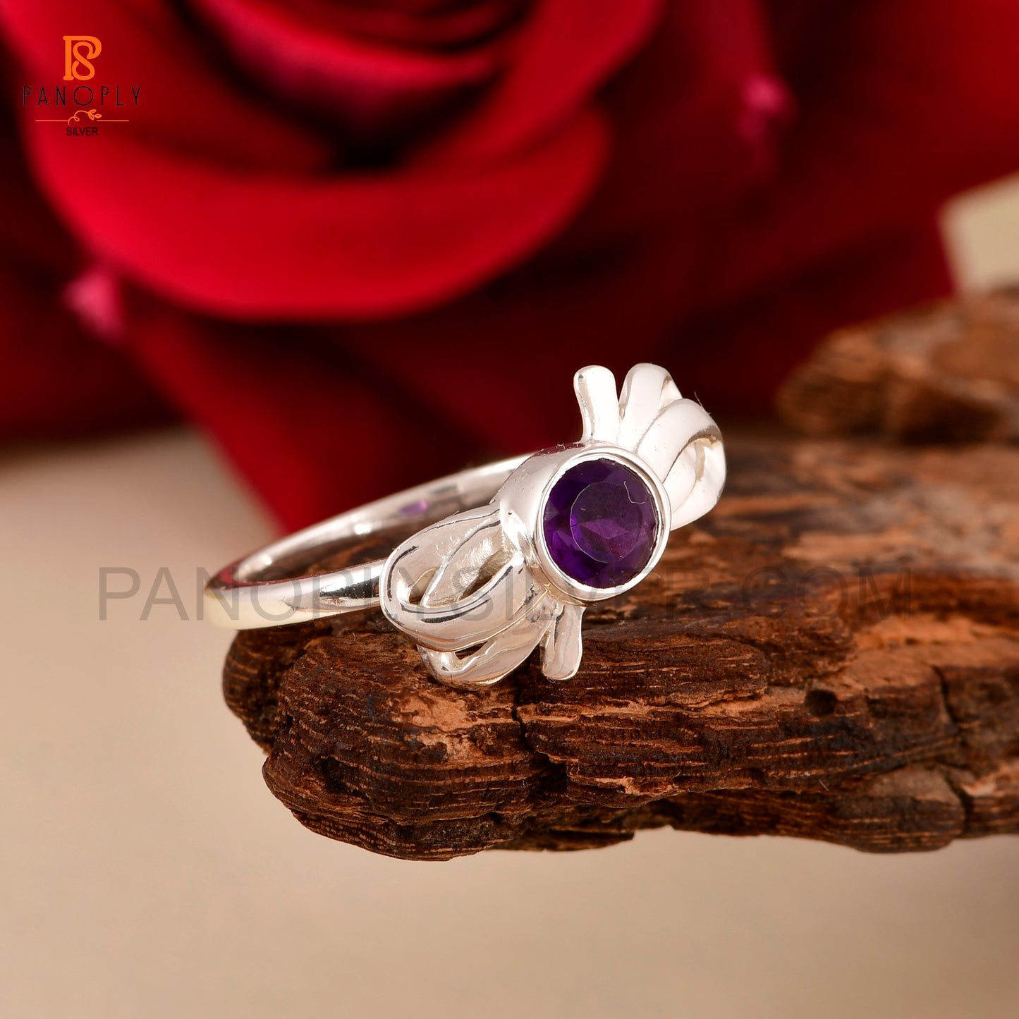Amethyst Bow Silver Jewelry For Women