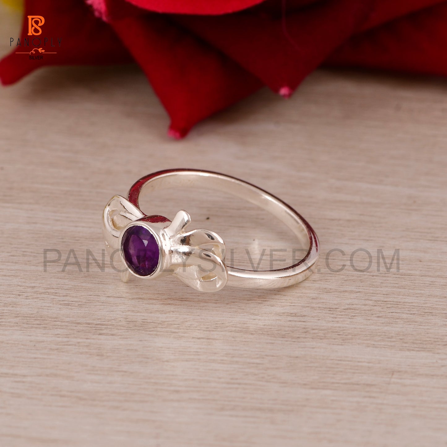 Amethyst Bow Silver Jewelry For Women