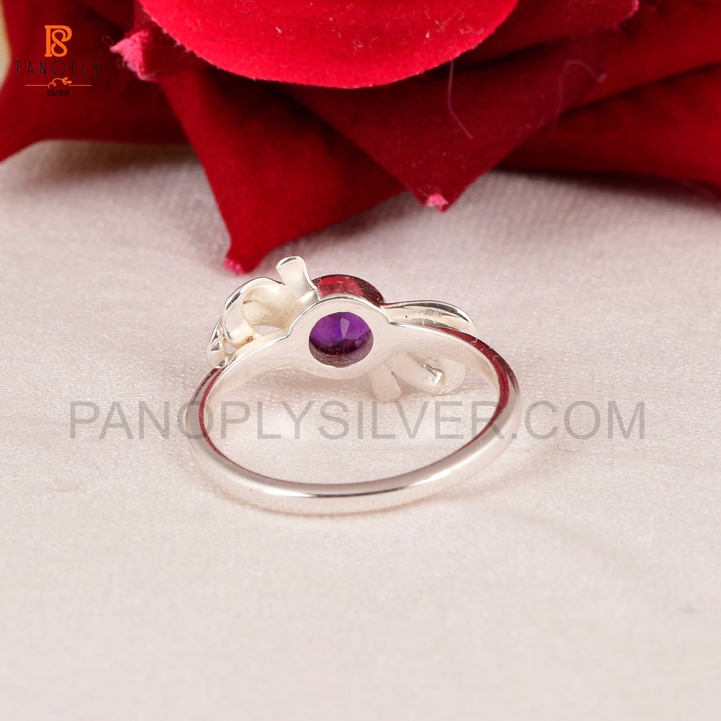 Amethyst Bow Silver Jewelry For Women