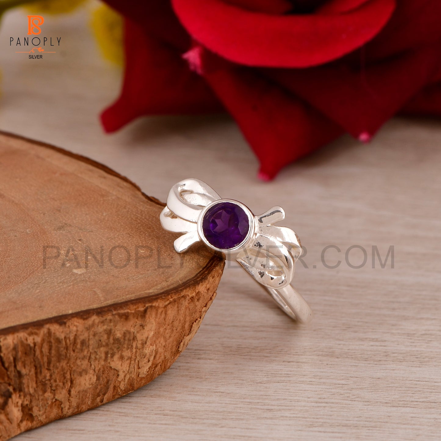 Amethyst Bow Silver Jewelry For Women