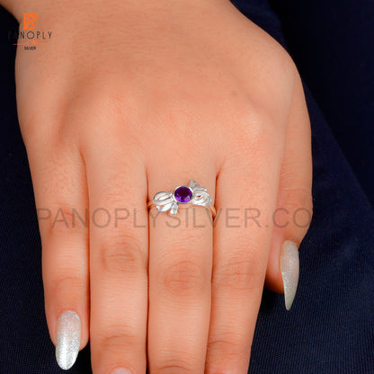Amethyst Bow Silver Jewelry For Women