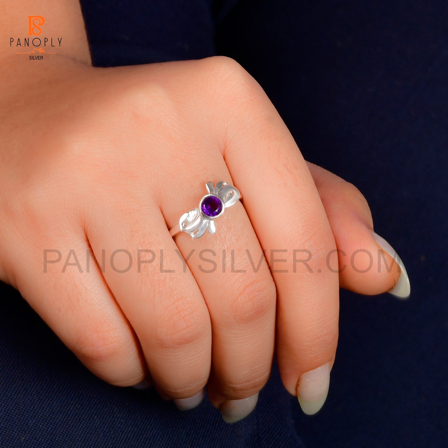 Amethyst Bow Silver Jewelry For Women