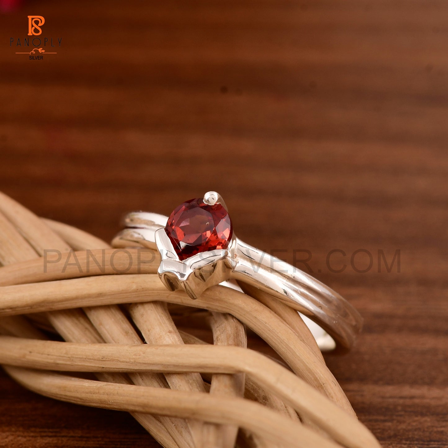 Genuine Garnet 5mm Ladybug Rings For Women