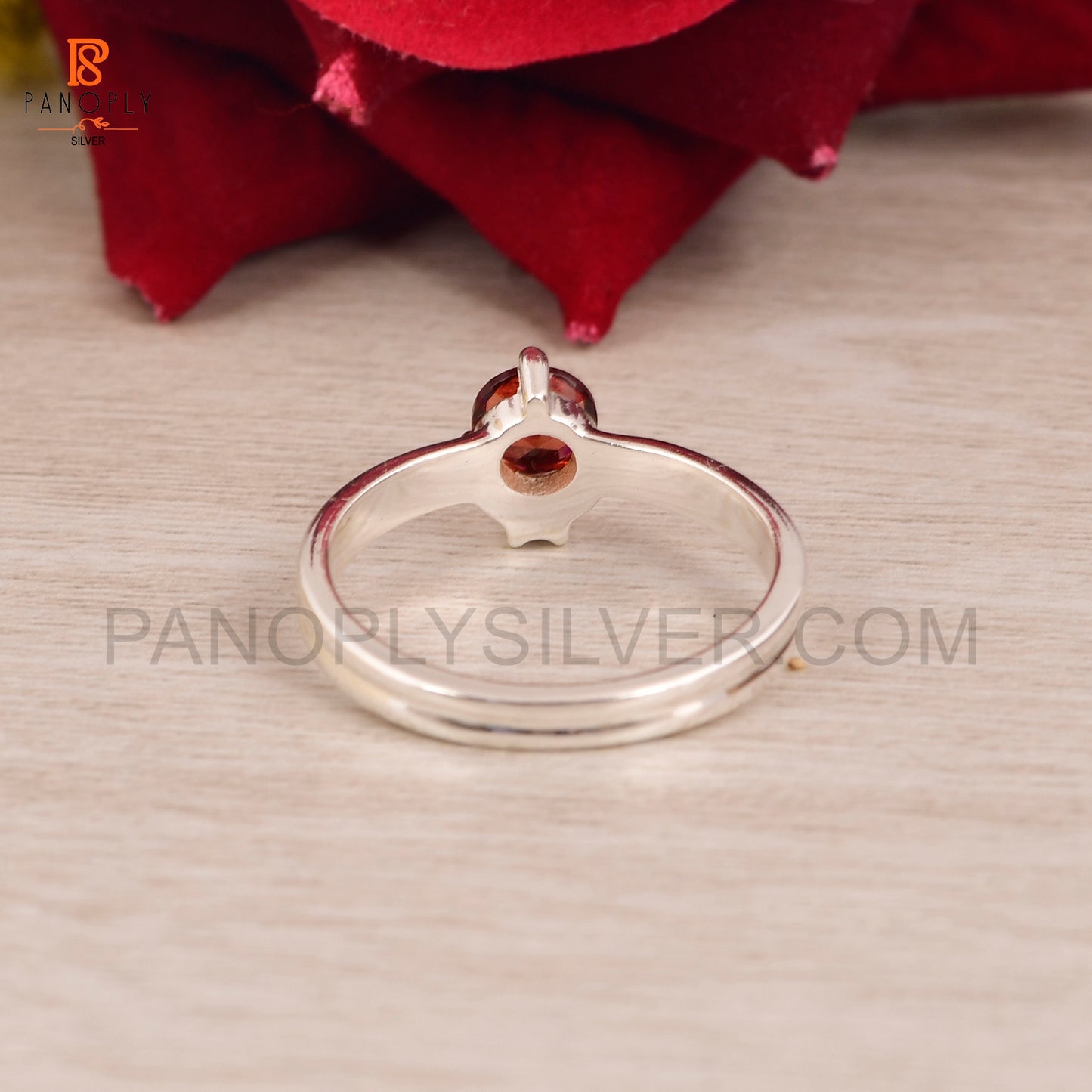 Genuine Garnet 5mm Ladybug Rings For Women