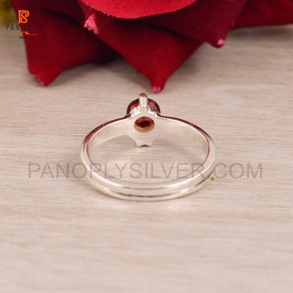 Genuine Garnet 5mm Ladybug Rings For Women