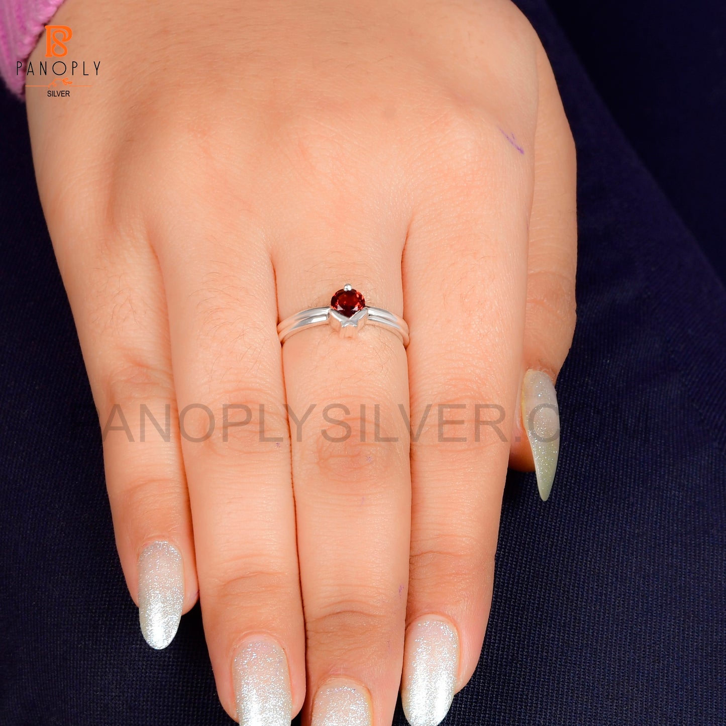 Genuine Garnet 5mm Ladybug Rings For Women