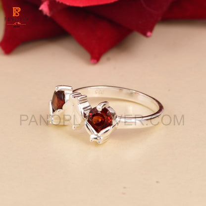 Genuine Red Garnet Ladybug 925 Silver Rings