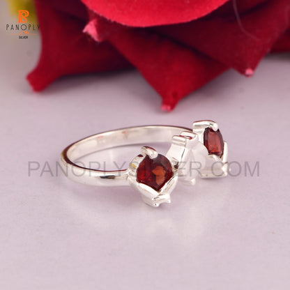Genuine Red Garnet Ladybug 925 Silver Rings