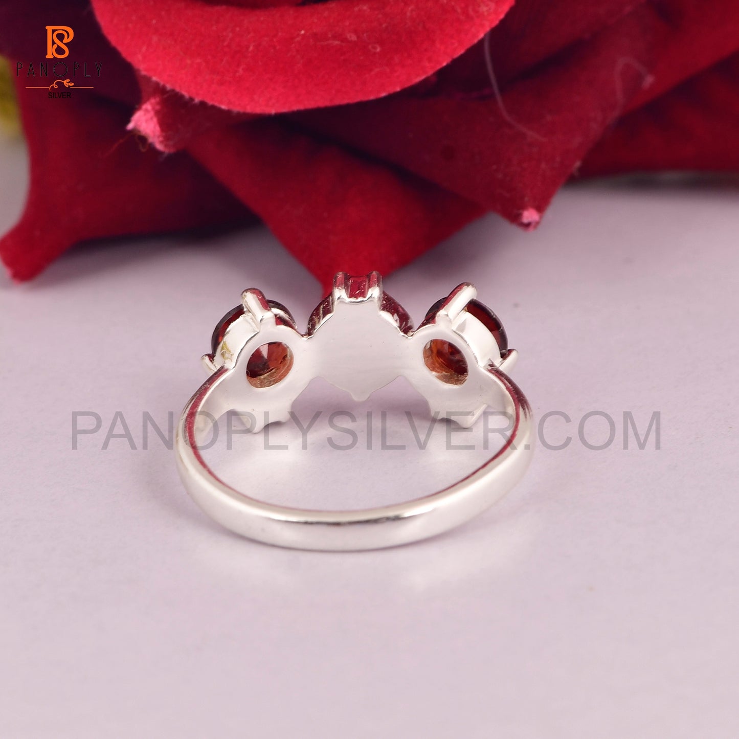 Genuine Red Garnet Ladybug 925 Silver Rings